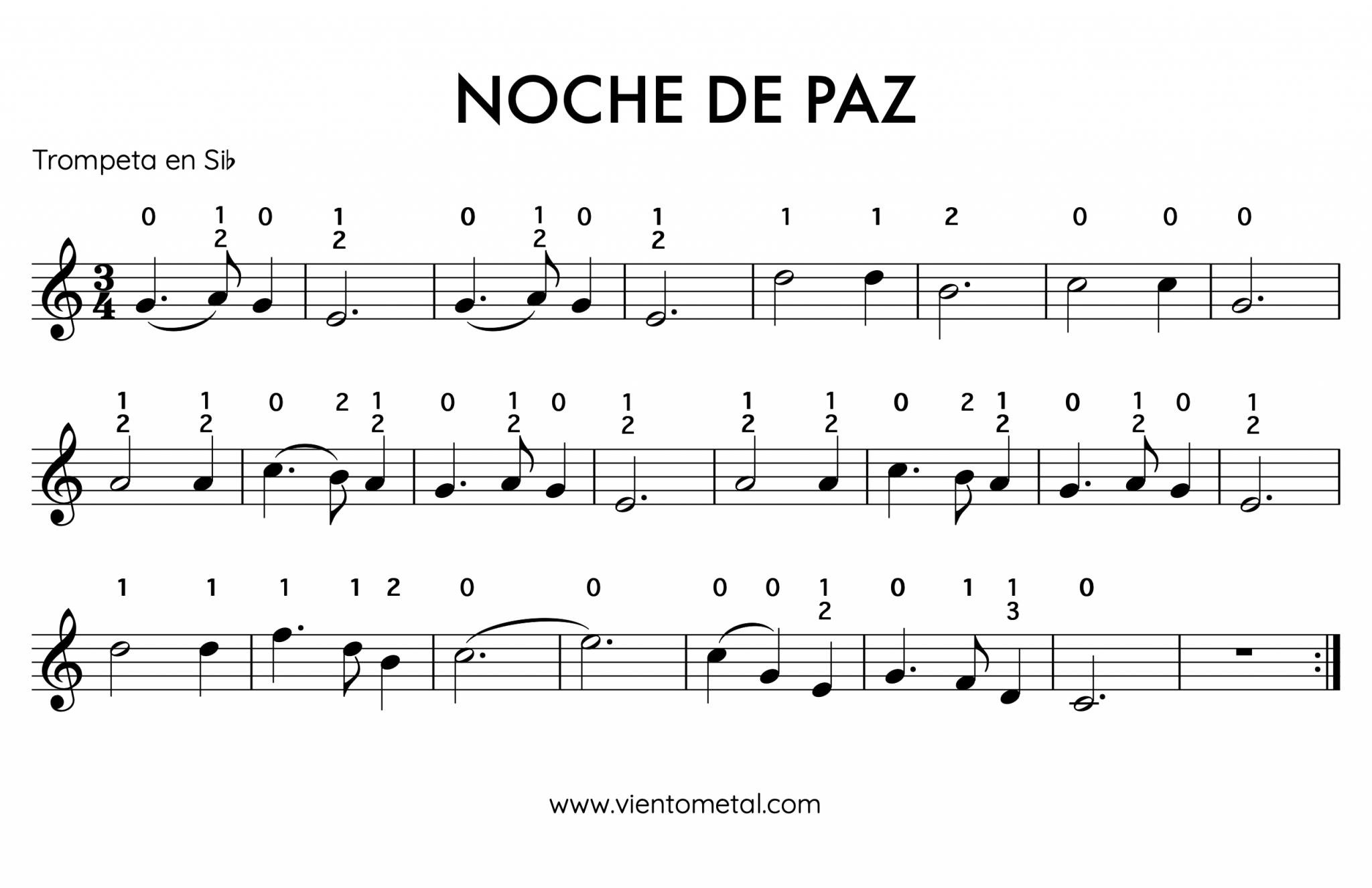 Noche de Paz Play Along y Partituras para Trompeta • Viento Metal